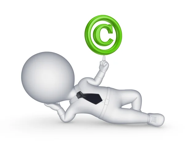 3d small person and copyright symbol. — Stock Photo, Image