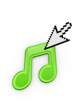 Cursor and icon of note.