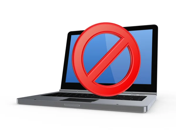Символ запрета на ноутбук . — стоковое фото