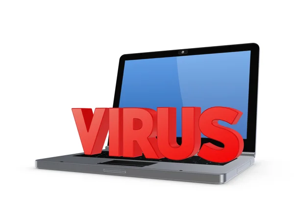 Word-Virus auf dem Notebook. — Stockfoto