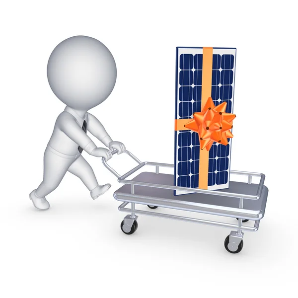 Solar batteri på en kärra. — Stockfoto