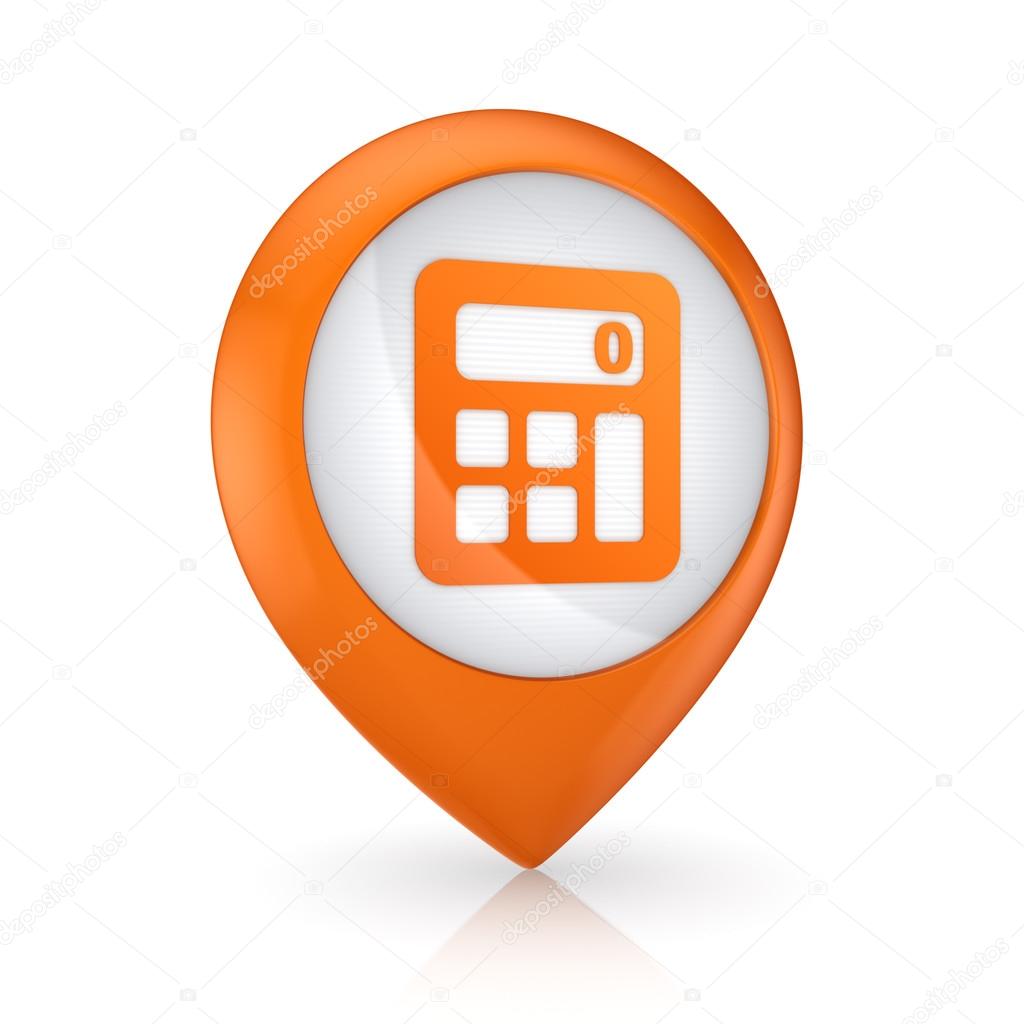 GPS icon with symbol of calculator.