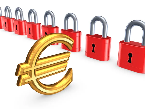 Colorful locks and sign of euro. — Stock Photo, Image