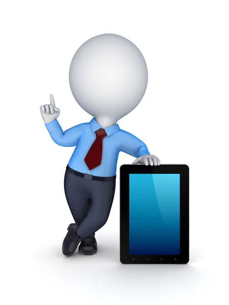 3d small person with modern tablet PC. — Stock Photo, Image