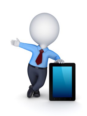modern tablet pc ile 3D küçük kişi.