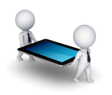 küçük insanlarla 3D: tablet pc.