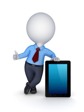 modern tablet pc ile 3D küçük kişi.
