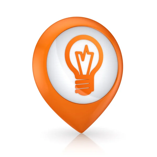 GPS icon with symbol of bulb. — Stock Photo, Image