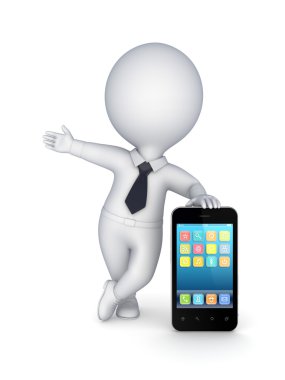 modern cep telefonu ile 3D küçük kişi.