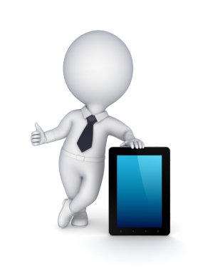 modern tablet pc ile 3D küçük kişi.