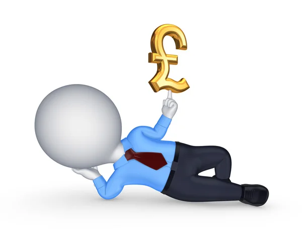 3d small person with sign of pound sterling. — Stock Photo, Image