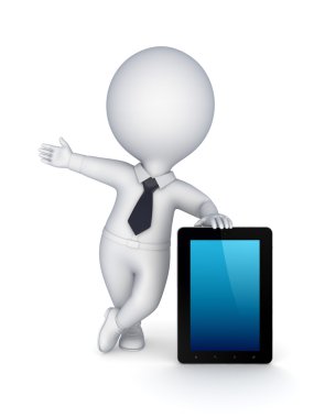modern tablet pc ile 3D küçük kişi.