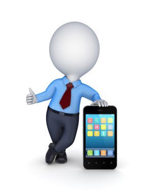 modern cep telefonu ile 3D küçük kişi.