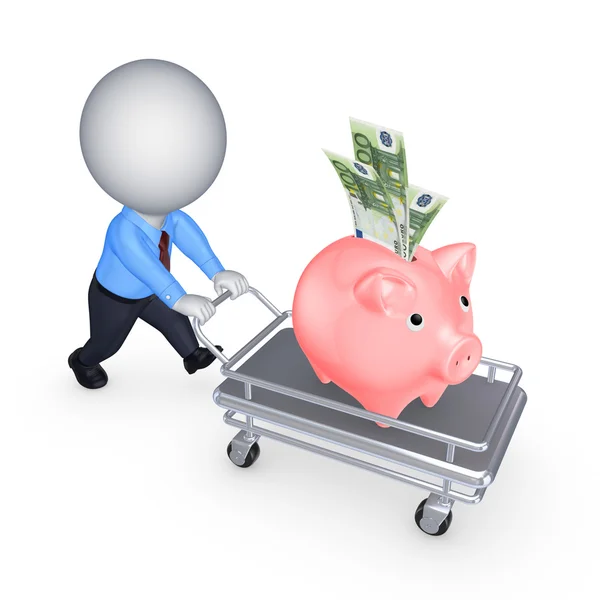 Piggy bank on a pushcart. — Stock Photo, Image