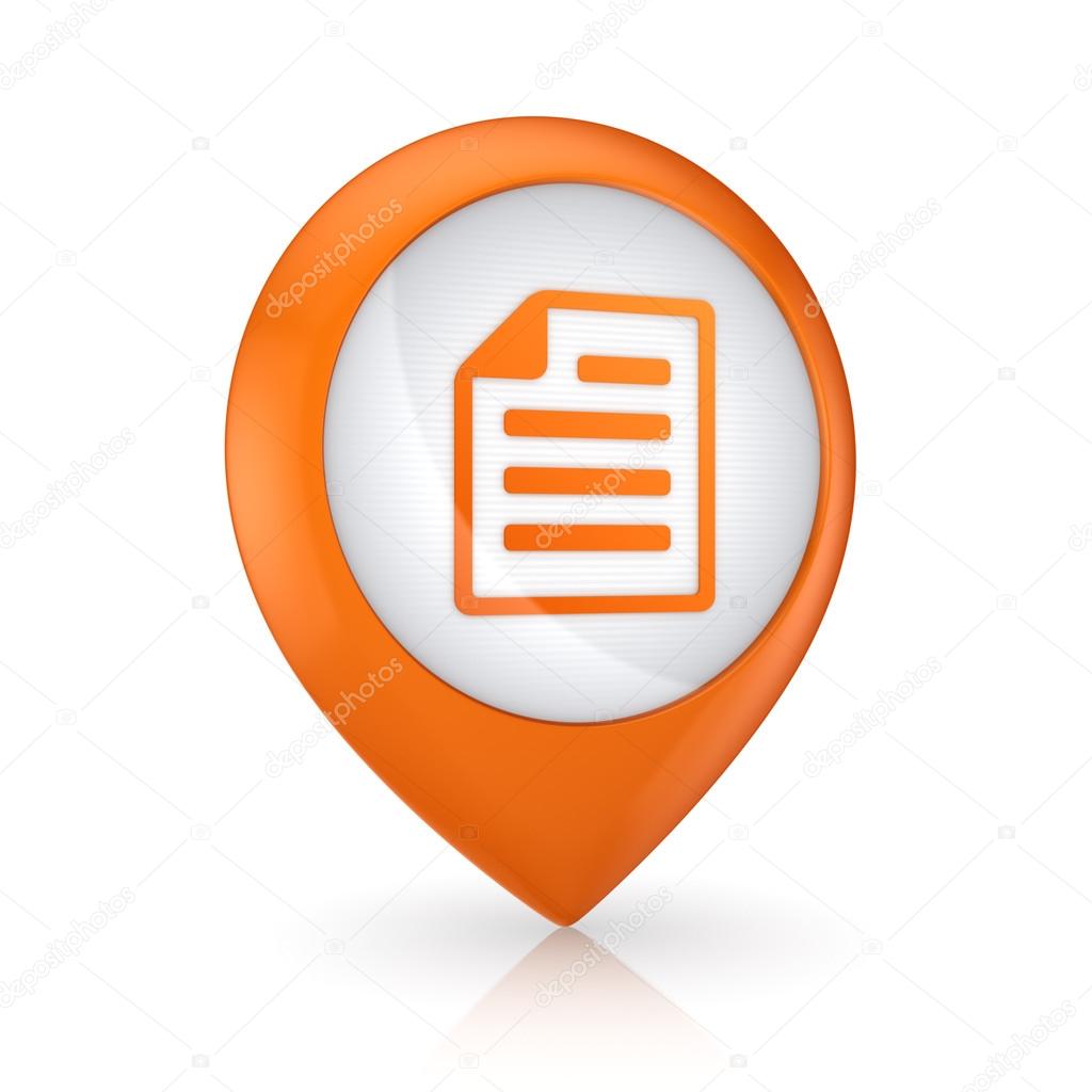 GPS icon with symbol of notepad.