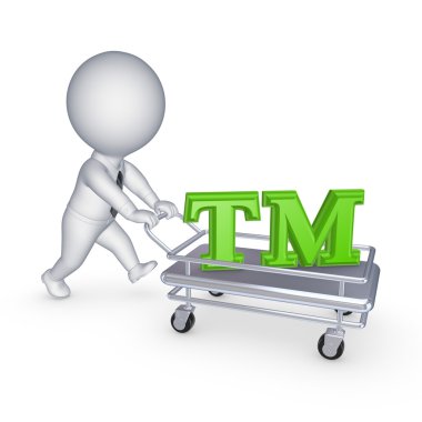 3d person with pushcart and TM symbol. clipart