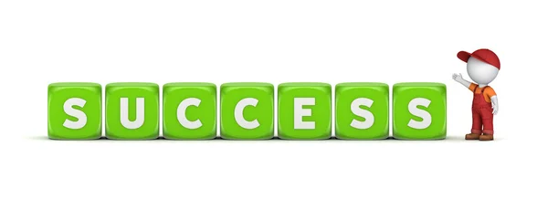 3d small person and word SUCCESS. — Stock Photo, Image