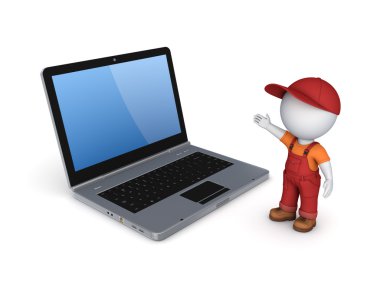 3D küçük kişi iş giysisi ve defter.