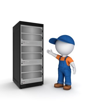 küçük bizzat 3D: sunucu yakın iş giysisi.