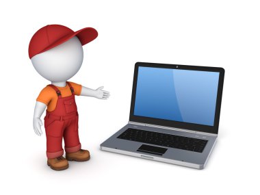 3D küçük kişi iş giysisi ve defter.