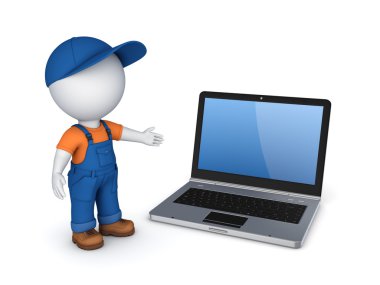 3D küçük kişi iş giysisi ve defter.