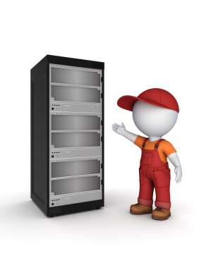 küçük bizzat 3D: sunucu yakın iş giysisi.