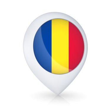 Romanya bayrağı ile GPS simge.