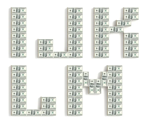 Font made of dollar packs. — Stock Photo, Image