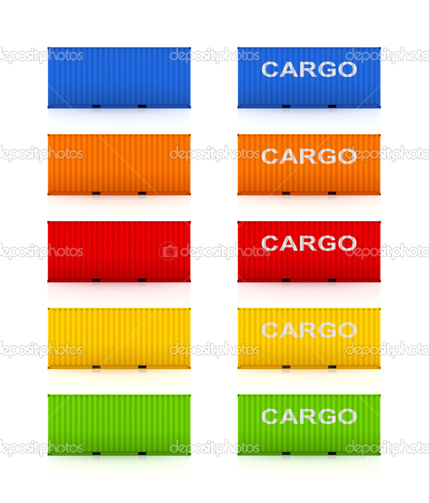 Set of colorful containers.