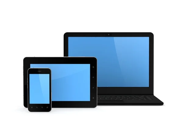 Notebook, telefon i tablet pc. — Zdjęcie stockowe