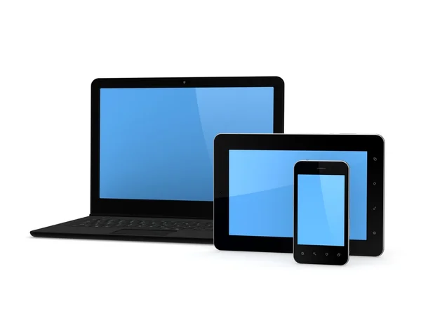 Notebook, mobilní telefon a tablet pc. — Stock fotografie