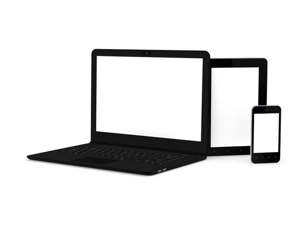 Bärbar dator, mobil och tablet pc. — Stockfoto