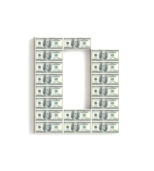 Carta D hecha de dólares . —  Fotos de Stock
