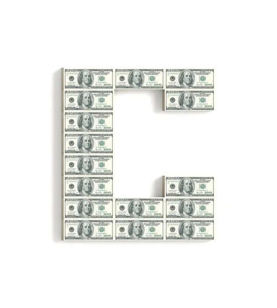 Letter C made of dollars. — Stock Photo, Image