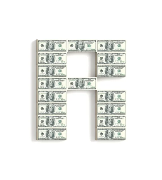 Carta R feita de dólares . — Fotografia de Stock
