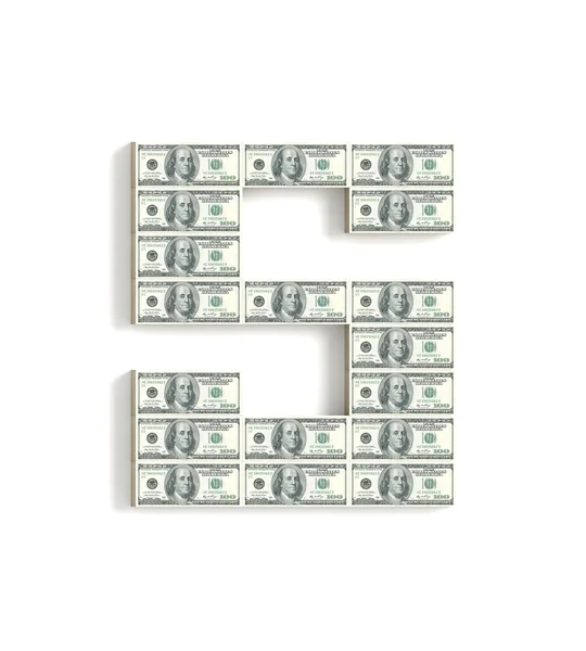 Huruf S yang terbuat dari dolar . — Stok Foto