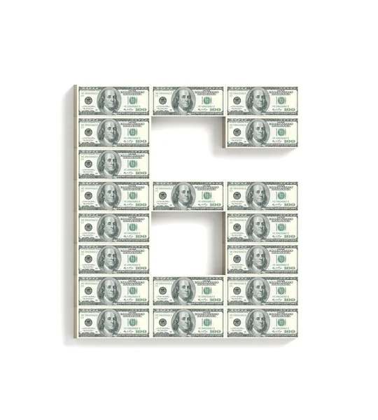 Number 6 made of dollars. — Stock Photo, Image