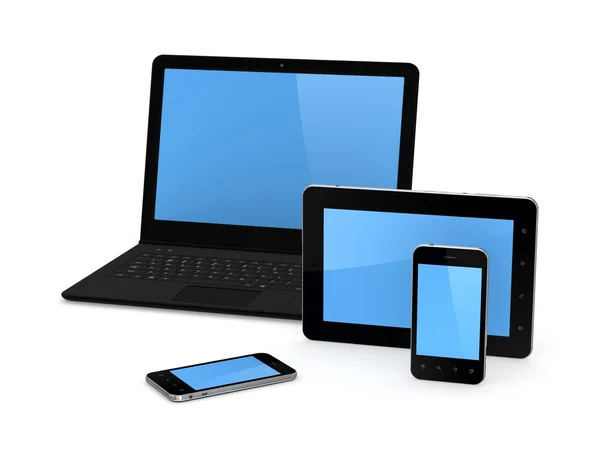 Computadora portátil, teléfono celular y tableta . —  Fotos de Stock