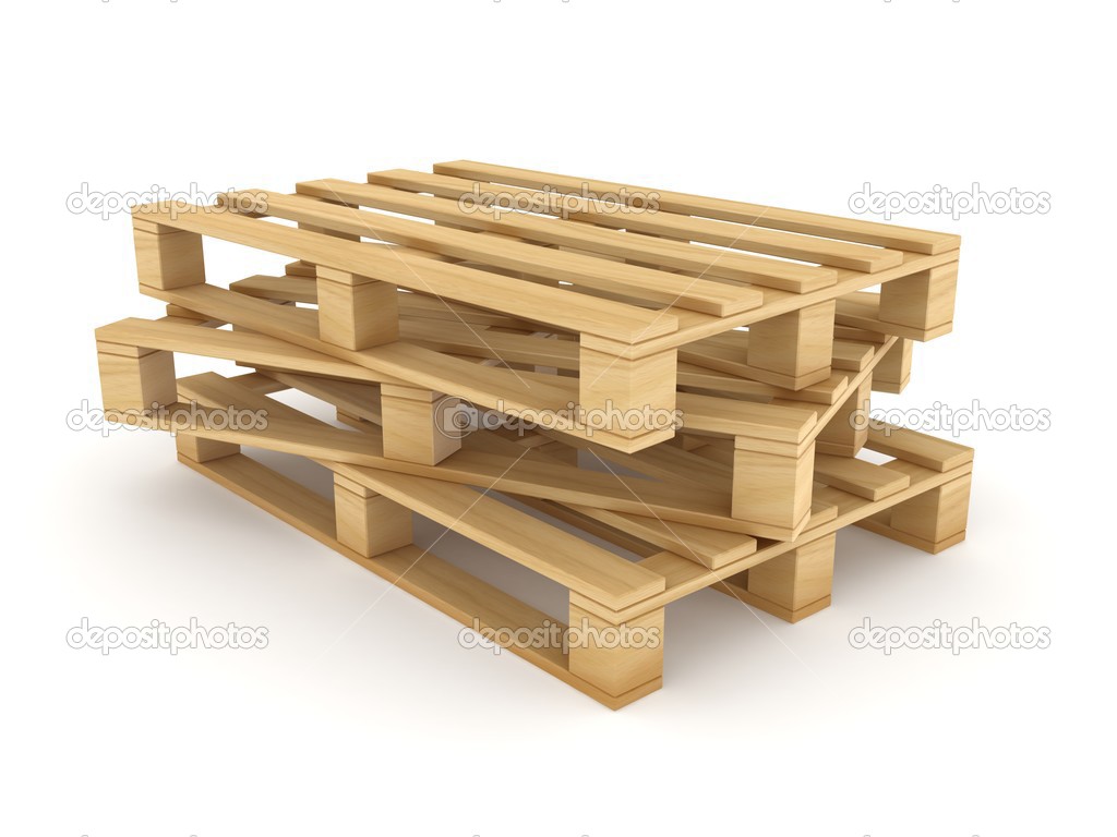Wooden pallets isolated on white.