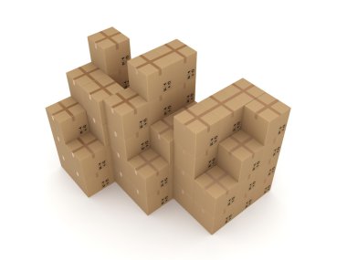 Beyaz arka plan üzerinde izole Karton Kutularda.