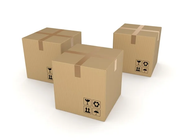 Carton boxes isolated on white background. — Stock Photo, Image