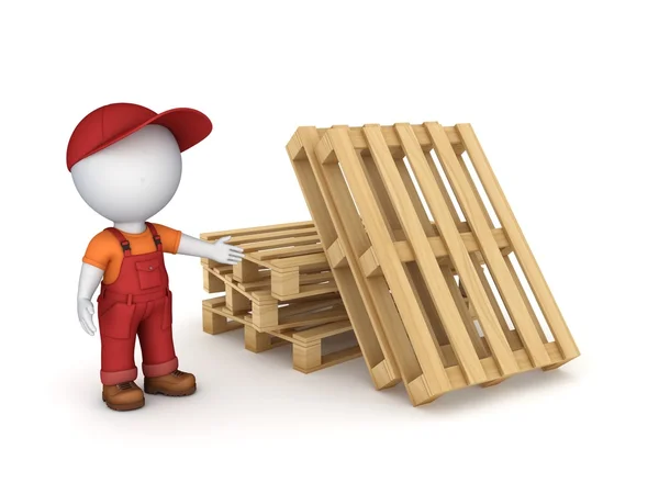 3d small person in workwear. — Stock Photo, Image