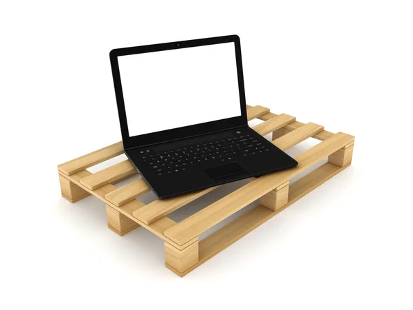 Notebook on wooden pallet. — Stock Photo, Image