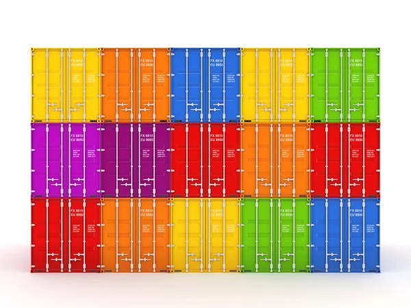 3D utsmält färgglada behållare. — Stockfoto