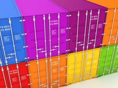 3D render renkli kaplar.