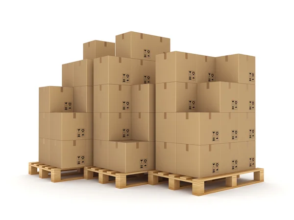 Kartonnen dozen op een pallet. — Stockfoto