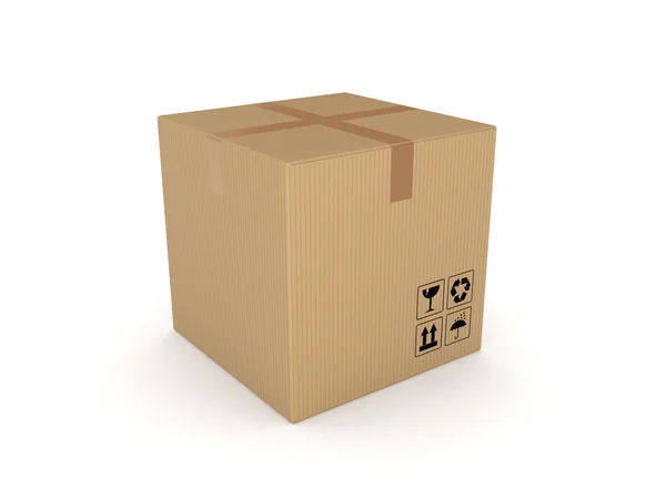 Kartong låda isolerad på vit bakgrund. — Stockfoto