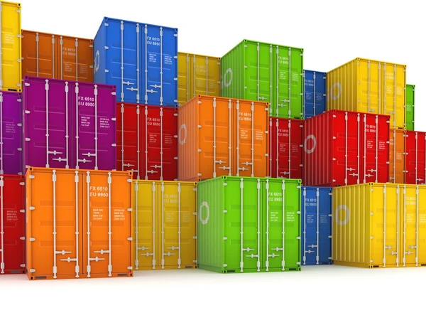 Colorful containers  on white background. — Stock Photo, Image