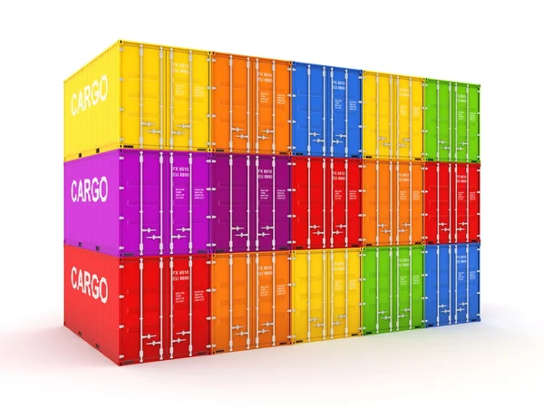 Kleurrijke containers op witte achtergrond. — Stockfoto