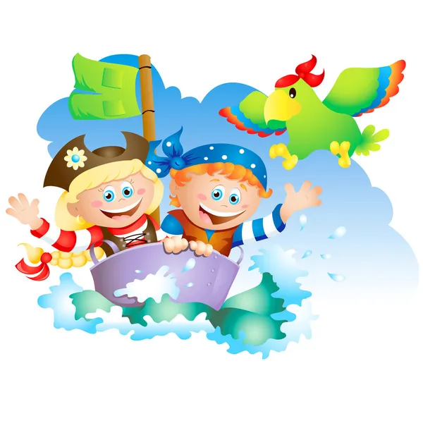 Little pirates — Stock Vector